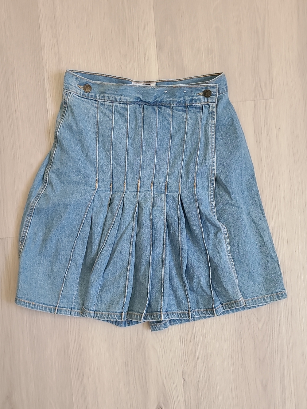 Vintage Rafaella Denim Pleated Front Jean Skort Skirt Shorts 6 100% Cotton Y2K